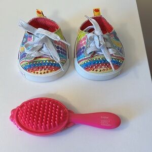 Build-A-Bear Workshop Sketchers Twinkle Toes sneakers and hairbrush